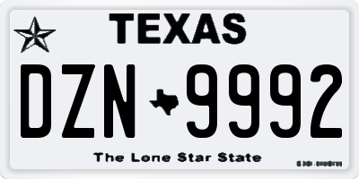 TX license plate DZN9992
