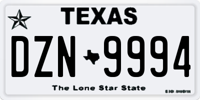 TX license plate DZN9994