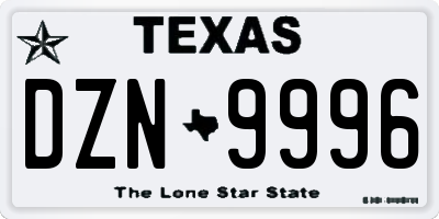 TX license plate DZN9996