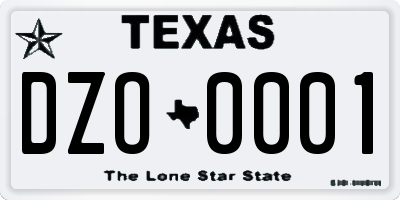 TX license plate DZO0001