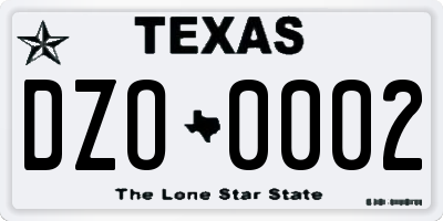 TX license plate DZO0002