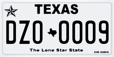 TX license plate DZO0009
