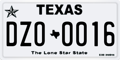 TX license plate DZO0016