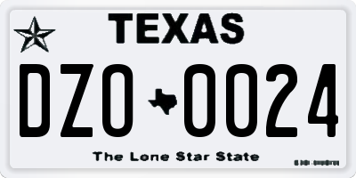 TX license plate DZO0024
