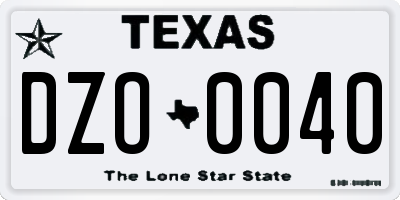 TX license plate DZO0040