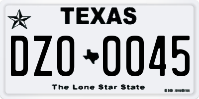 TX license plate DZO0045