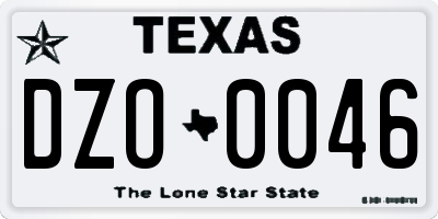 TX license plate DZO0046