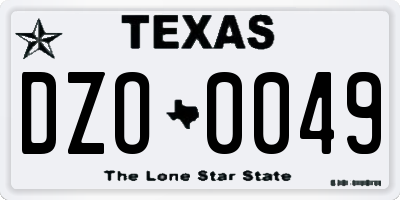 TX license plate DZO0049