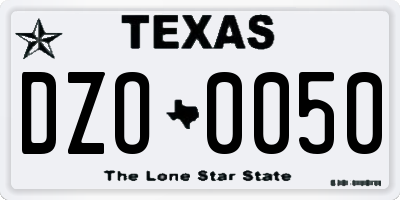 TX license plate DZO0050