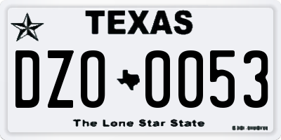 TX license plate DZO0053