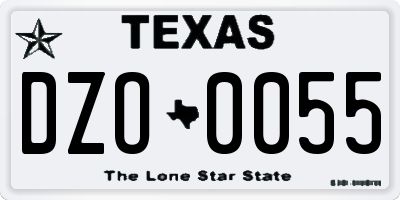 TX license plate DZO0055