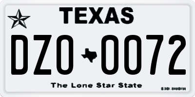 TX license plate DZO0072