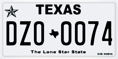 TX license plate DZO0074