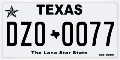 TX license plate DZO0077
