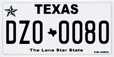 TX license plate DZO0080