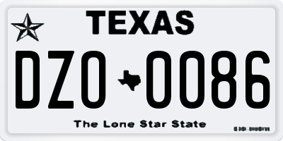 TX license plate DZO0086