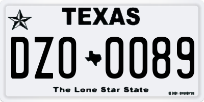 TX license plate DZO0089