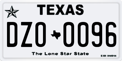 TX license plate DZO0096