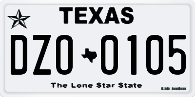 TX license plate DZO0105