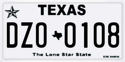 TX license plate DZO0108