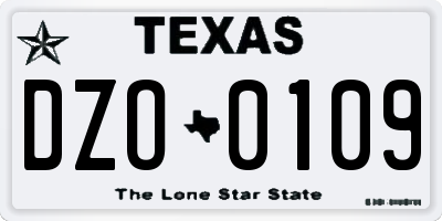 TX license plate DZO0109