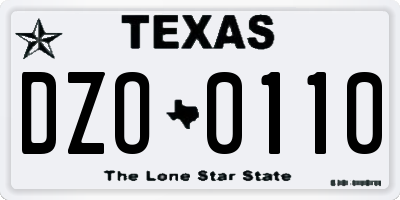TX license plate DZO0110