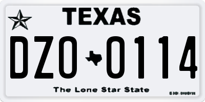 TX license plate DZO0114