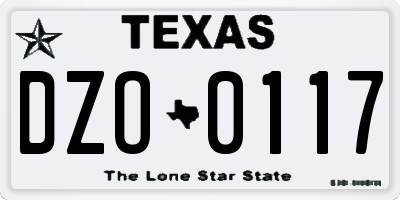 TX license plate DZO0117