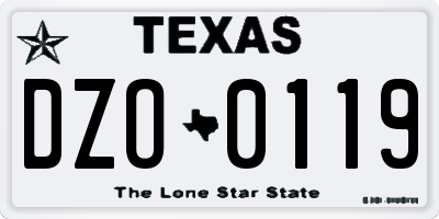 TX license plate DZO0119
