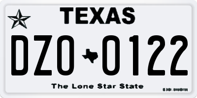 TX license plate DZO0122