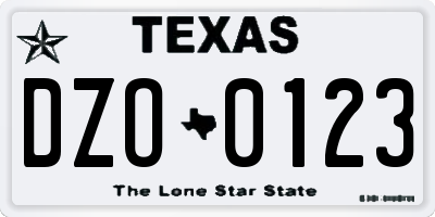 TX license plate DZO0123