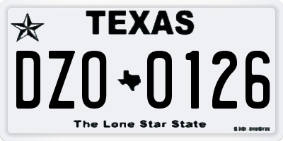 TX license plate DZO0126