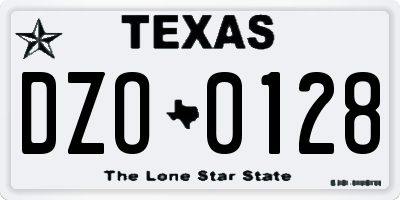 TX license plate DZO0128