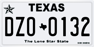 TX license plate DZO0132