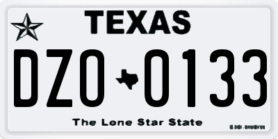 TX license plate DZO0133