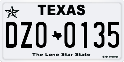 TX license plate DZO0135