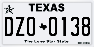 TX license plate DZO0138