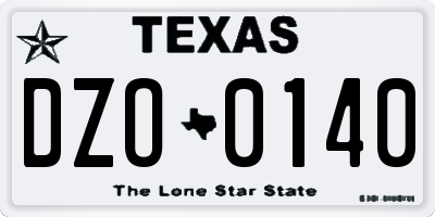 TX license plate DZO0140