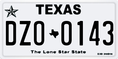 TX license plate DZO0143