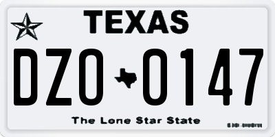 TX license plate DZO0147
