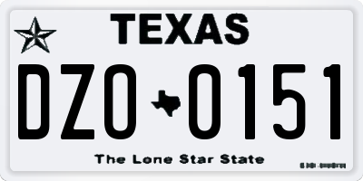TX license plate DZO0151