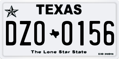 TX license plate DZO0156