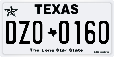 TX license plate DZO0160
