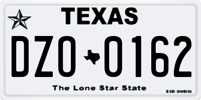 TX license plate DZO0162