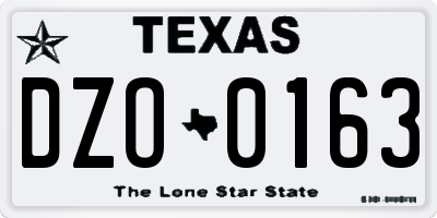 TX license plate DZO0163