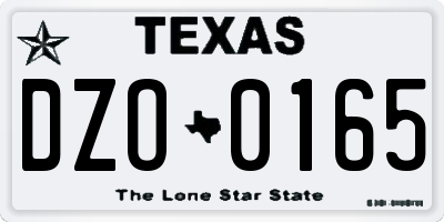 TX license plate DZO0165