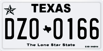 TX license plate DZO0166