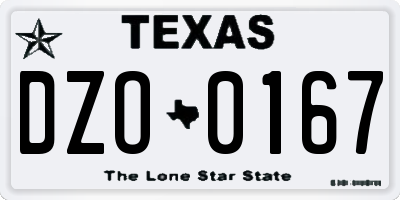 TX license plate DZO0167