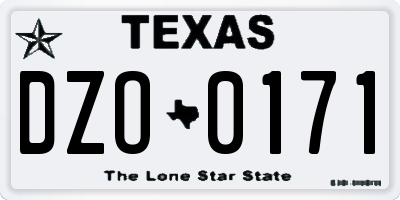 TX license plate DZO0171