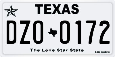 TX license plate DZO0172